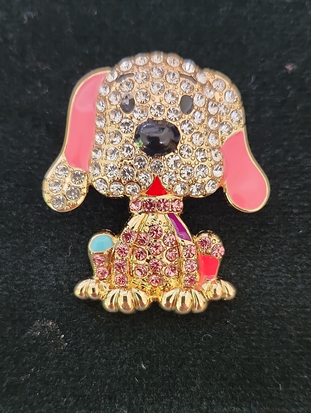 Dog Crystal Enamel Brooch Pin - Pendant Necklace